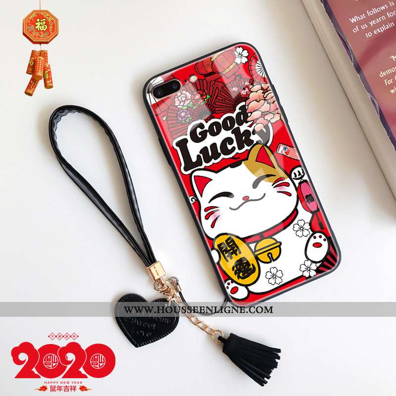 Étui iPhone 8 Plus Tendance Fluide Doux Rouge Net Rouge Silicone Coque Tout Compris