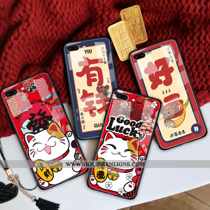 Étui iPhone 8 Plus Tendance Fluide Doux Rouge Net Rouge Silicone Coque Tout Compris