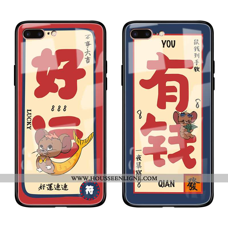 Étui iPhone 8 Plus Tendance Fluide Doux Rouge Net Rouge Silicone Coque Tout Compris
