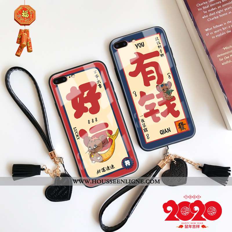 Étui iPhone 8 Plus Tendance Fluide Doux Rouge Net Rouge Silicone Coque Tout Compris