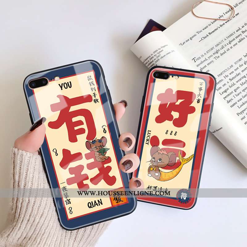 Étui iPhone 8 Plus Tendance Fluide Doux Rouge Net Rouge Silicone Coque Tout Compris