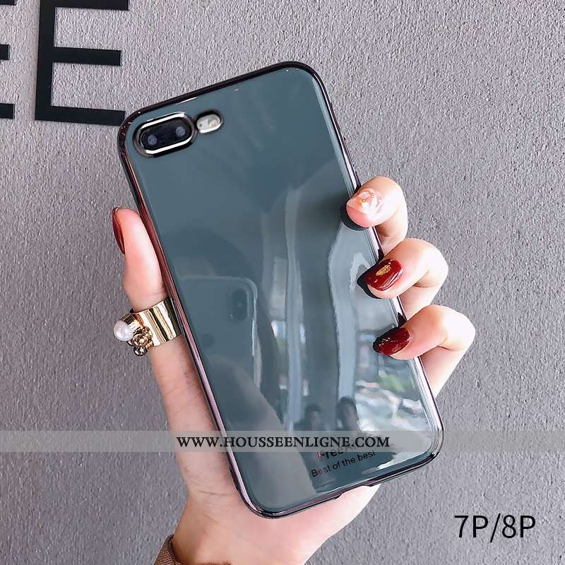 Étui iPhone 8 Plus Tendance Fluide Doux Tout Compris Vert Gris Bovins Vent Verte
