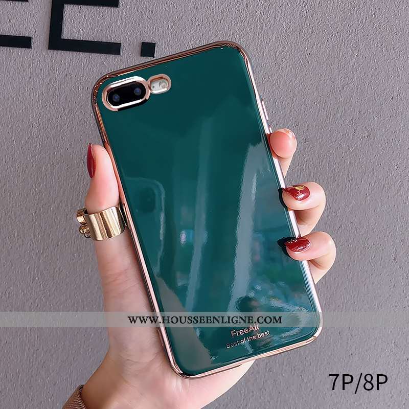 Étui iPhone 8 Plus Tendance Fluide Doux Tout Compris Vert Gris Bovins Vent Verte