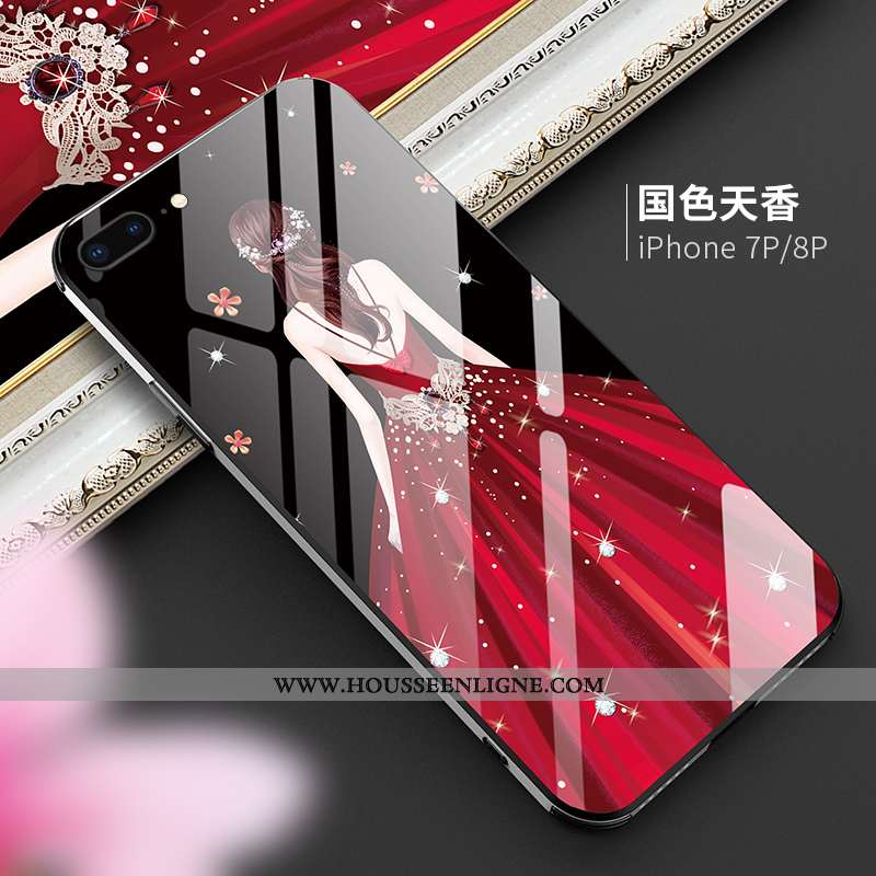 Étui iPhone 8 Plus Tendance Protection Téléphone Portable Net Rouge Violet Luxe