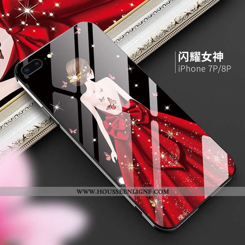 Étui iPhone 8 Plus Tendance Protection Téléphone Portable Net Rouge Violet Luxe