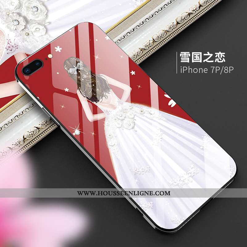 Étui iPhone 8 Plus Tendance Protection Téléphone Portable Net Rouge Violet Luxe