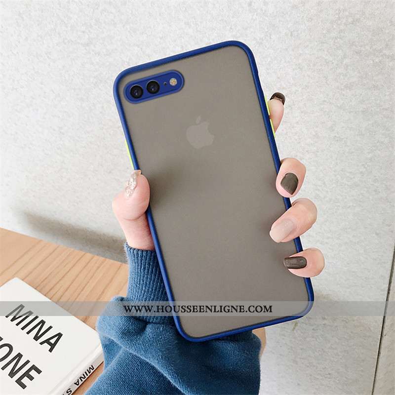 Étui iPhone 8 Plus Transparent Délavé En Daim Créatif Téléphone Portable Bleu Silicone Amoureux