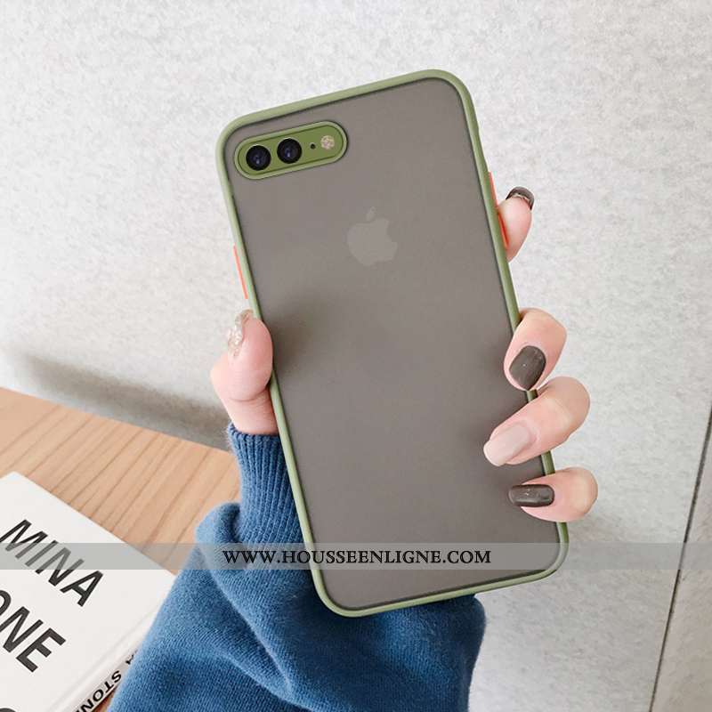 Étui iPhone 8 Plus Transparent Délavé En Daim Créatif Téléphone Portable Bleu Silicone Amoureux