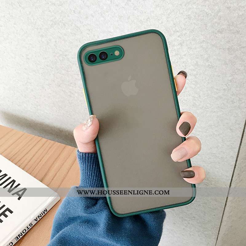 Étui iPhone 8 Plus Transparent Délavé En Daim Créatif Téléphone Portable Bleu Silicone Amoureux