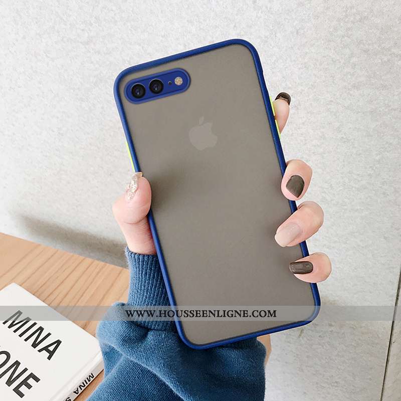 Étui iPhone 8 Plus Transparent Délavé En Daim Créatif Téléphone Portable Bleu Silicone Amoureux