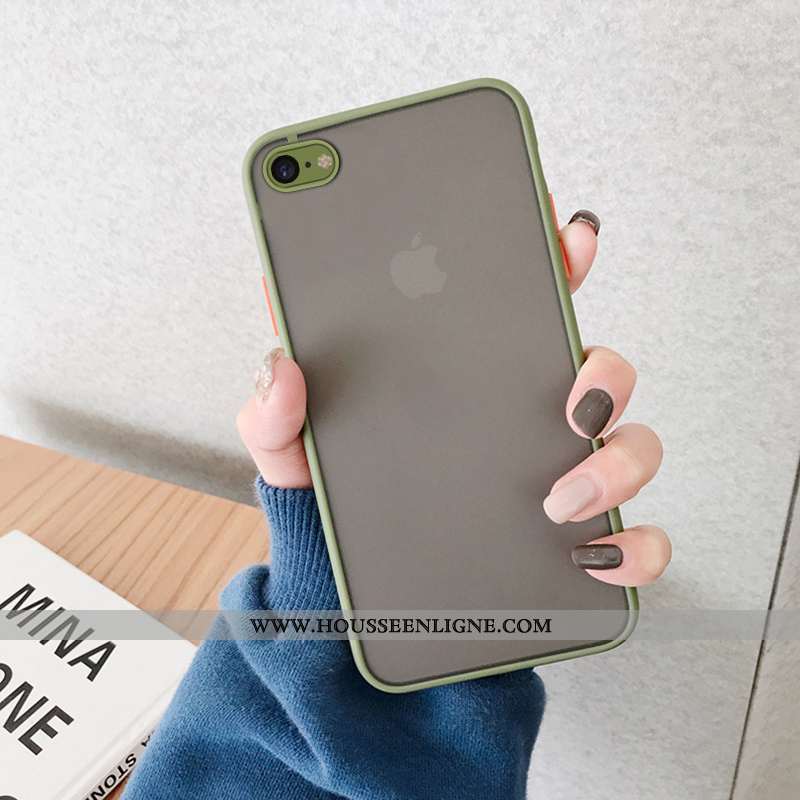 Étui iPhone 8 Plus Transparent Délavé En Daim Créatif Téléphone Portable Bleu Silicone Amoureux