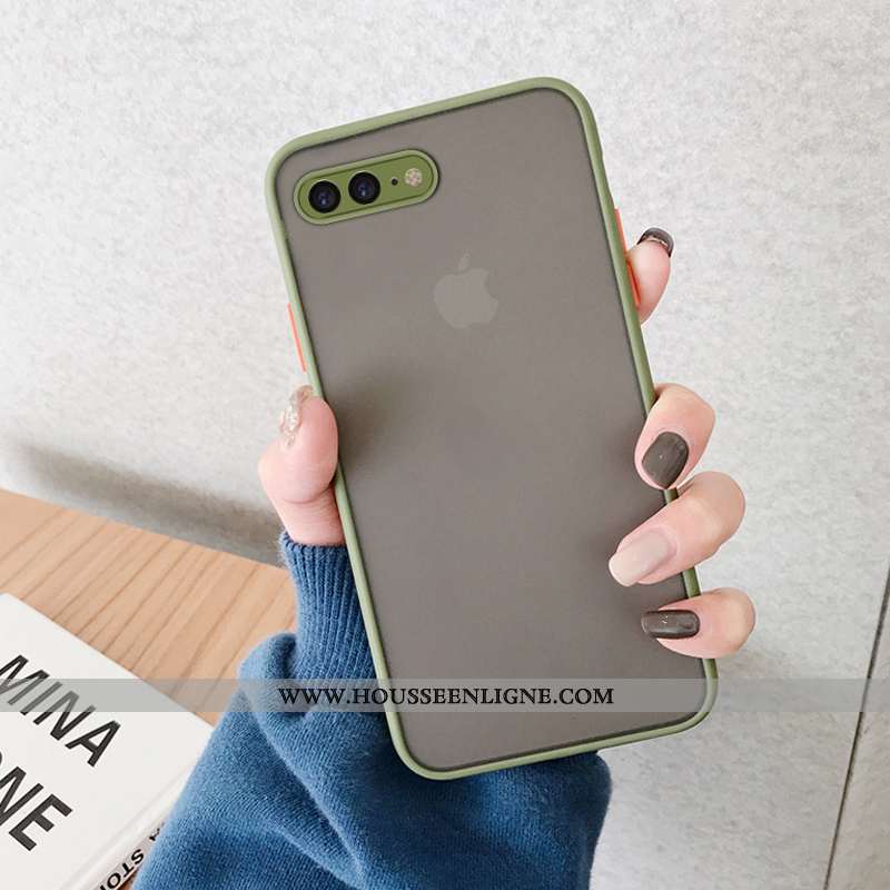 Étui iPhone 8 Plus Transparent Délavé En Daim Créatif Téléphone Portable Bleu Silicone Amoureux
