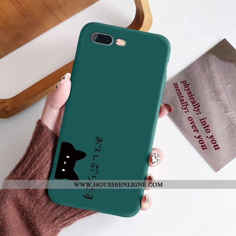 Étui iPhone 8 Plus Ultra Légère Simple Chat Délavé En Daim Clair Frais Rouge