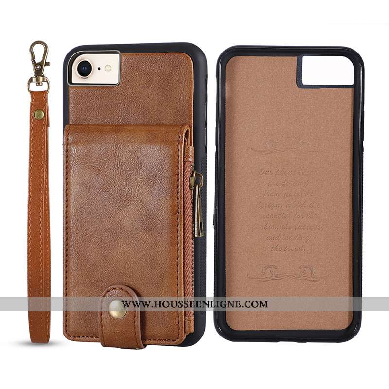 Étui iPhone 8 Portefeuille Cuir Protection Véritable Business Coque Bleu Marin Tout Compris Bleu Fon