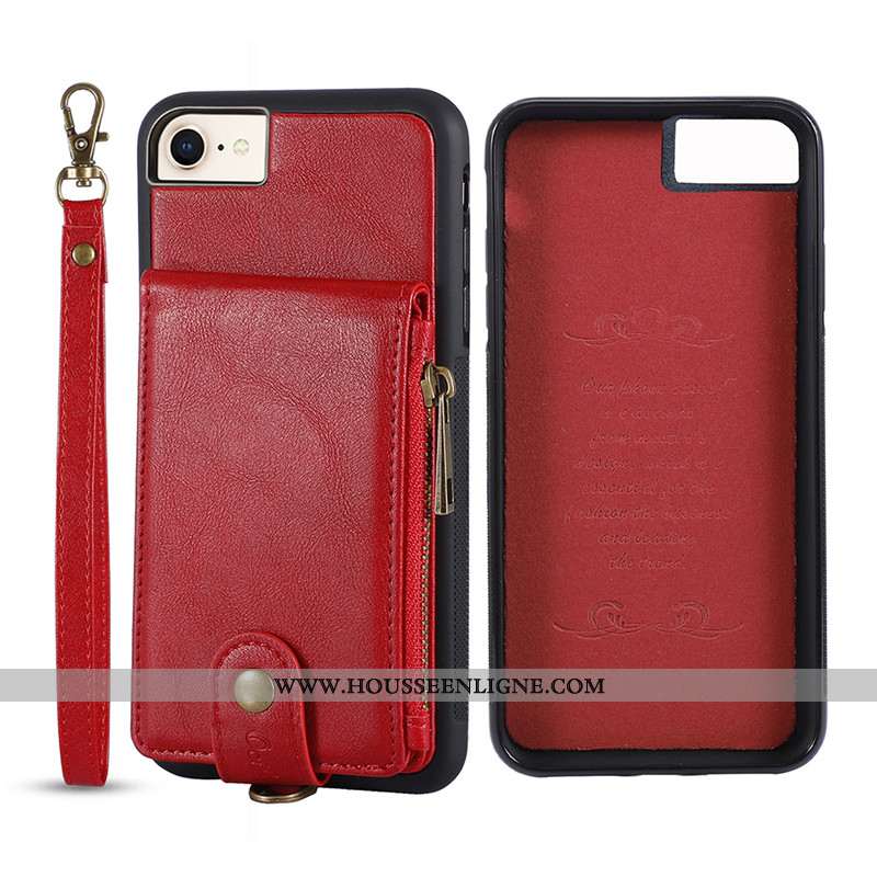 Étui iPhone 8 Portefeuille Cuir Protection Véritable Business Coque Bleu Marin Tout Compris Bleu Fon
