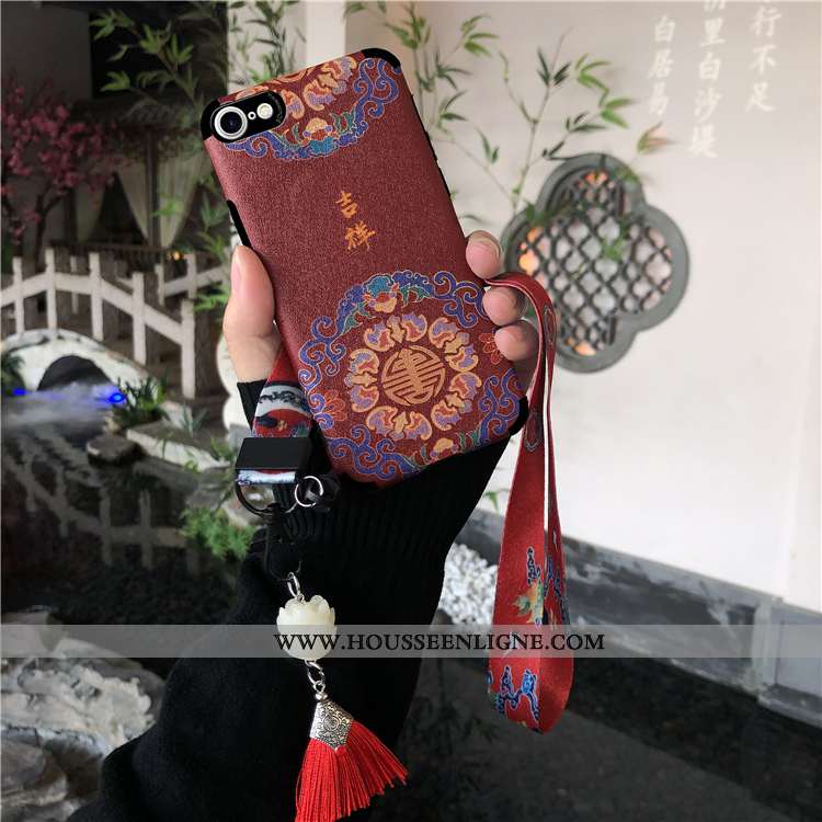 Étui iPhone 8 Protection Ornements Suspendus Téléphone Portable Luxe Incassable Rouge Tout Compris
