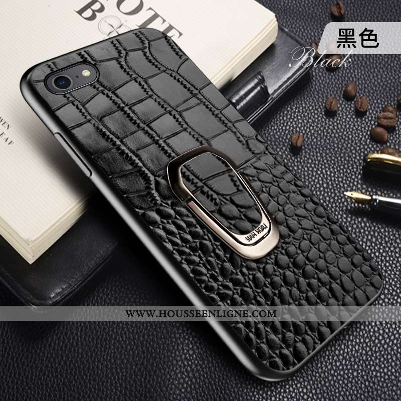 Étui iPhone 8 Protection Personnalité Créatif Incassable Cuir Véritable Coque Tendance Marron