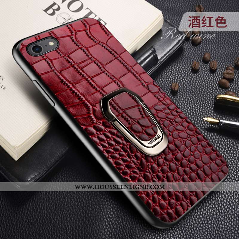 Étui iPhone 8 Protection Personnalité Créatif Incassable Cuir Véritable Coque Tendance Marron