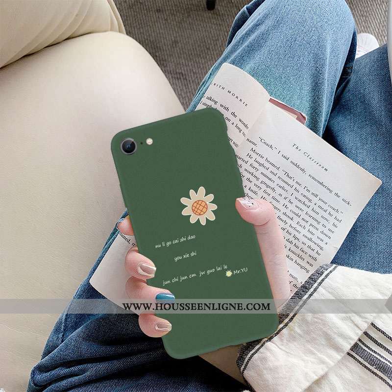 Étui iPhone 8 Silicone Protection Incassable Coque Fluide Doux Simple Tout Compris Verte