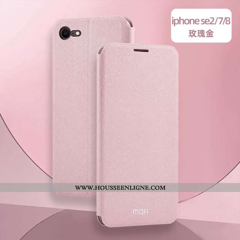 Étui iPhone Se (nouveau) Cuir Fluide Doux Protection Téléphone Portable Clamshell Incassable Silicon