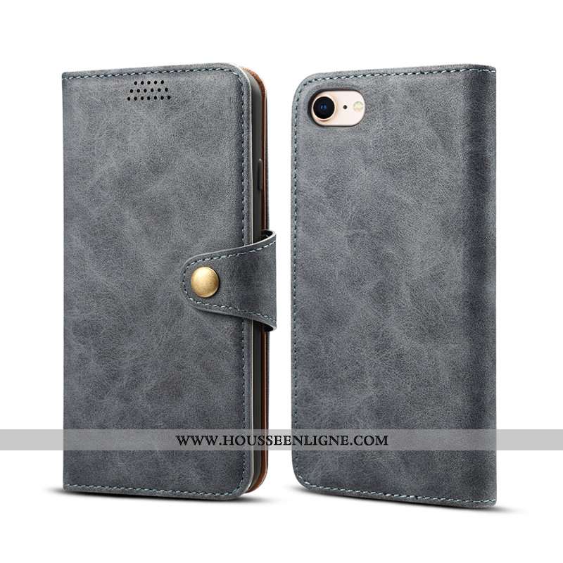 Étui iPhone Se (nouveau) Cuir Protection Coque Téléphone Portable Clamshell Gris Nouveau