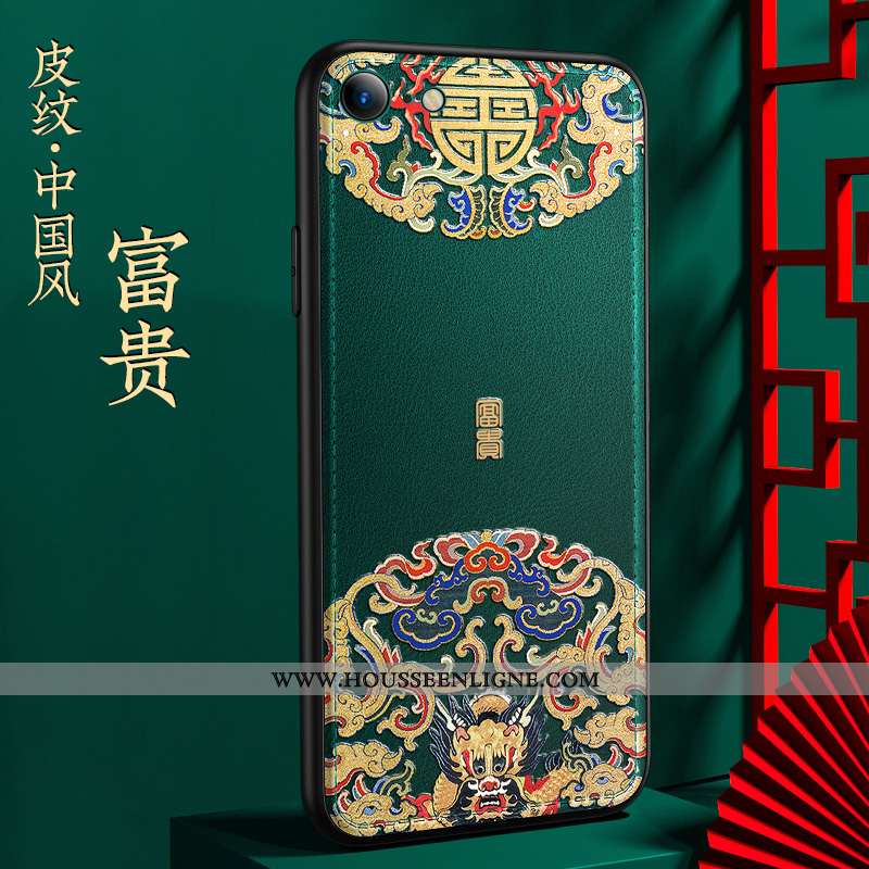 Étui iPhone Se (nouveau) Fluide Doux Protection Vert Style Chinois Téléphone Portable Légère Verte