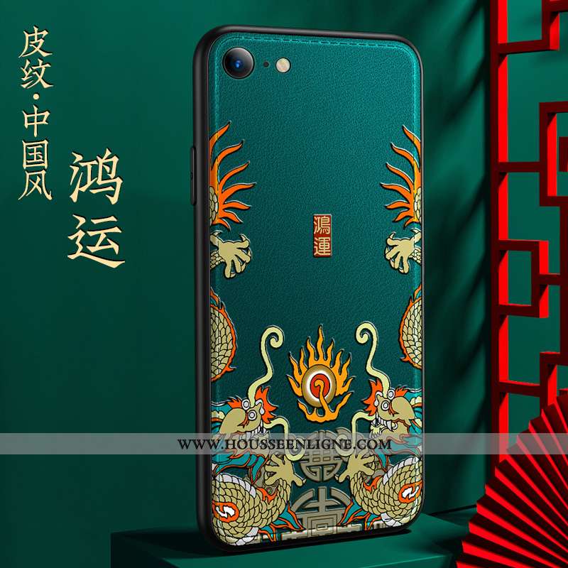 Étui iPhone Se (nouveau) Fluide Doux Protection Vert Style Chinois Téléphone Portable Légère Verte