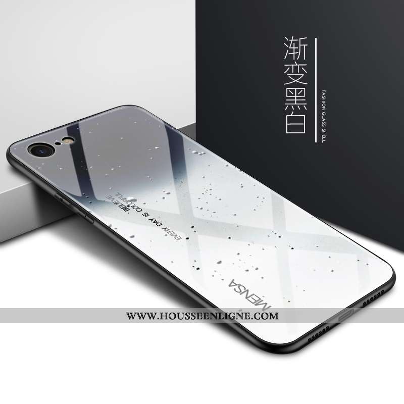 Étui iPhone Se (nouveau) Mode Protection Personnalité Luxe Verre Noir Téléphone Portable