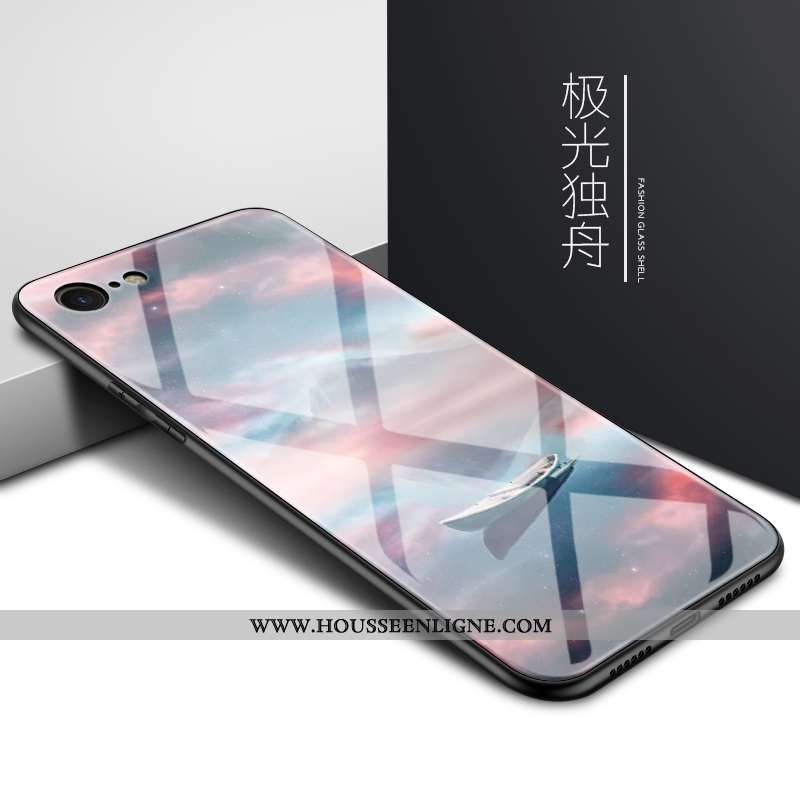 Étui iPhone Se (nouveau) Mode Protection Personnalité Luxe Verre Noir Téléphone Portable