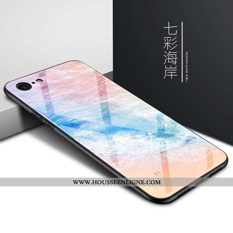 Étui iPhone Se (nouveau) Mode Protection Personnalité Luxe Verre Noir Téléphone Portable