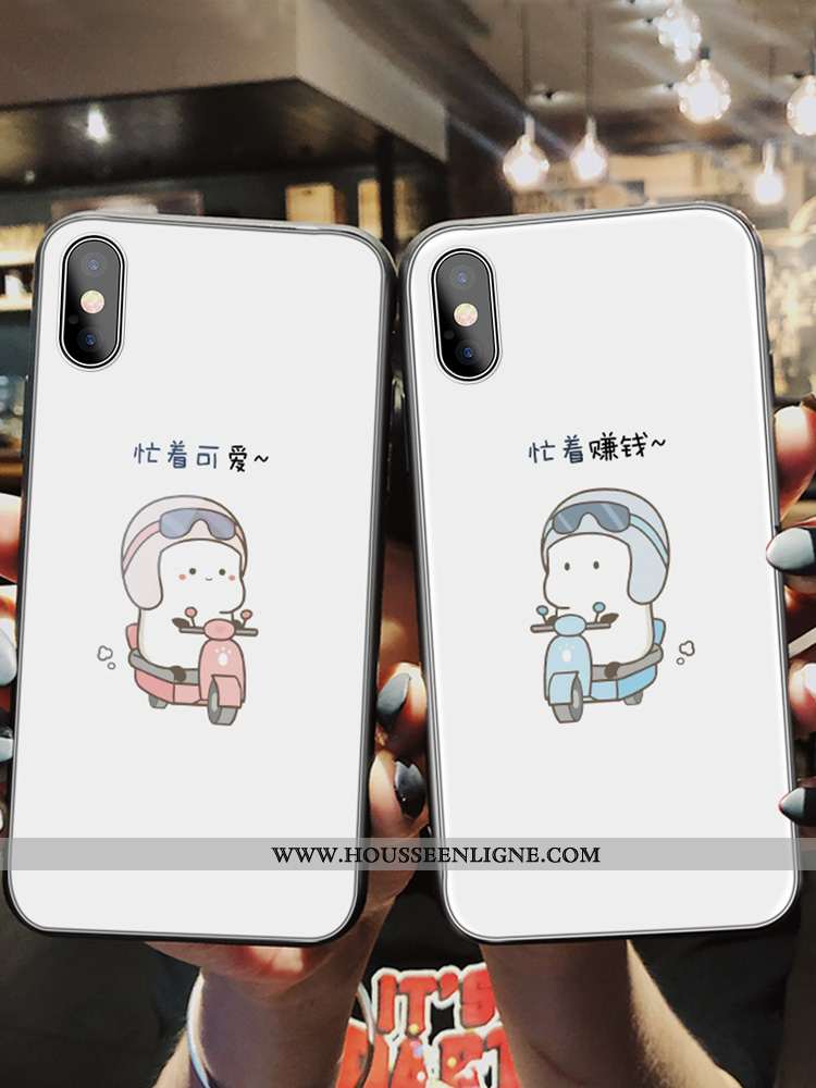 Étui iPhone X Créatif Charmant Coque Incassable Verre Blanc Personnalité Blanche