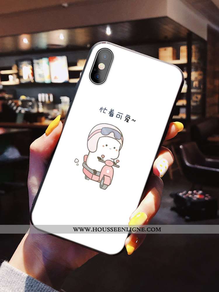 Étui iPhone X Créatif Charmant Coque Incassable Verre Blanc Personnalité Blanche