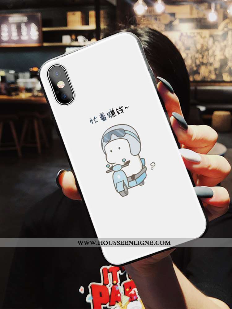 Étui iPhone X Créatif Charmant Coque Incassable Verre Blanc Personnalité Blanche