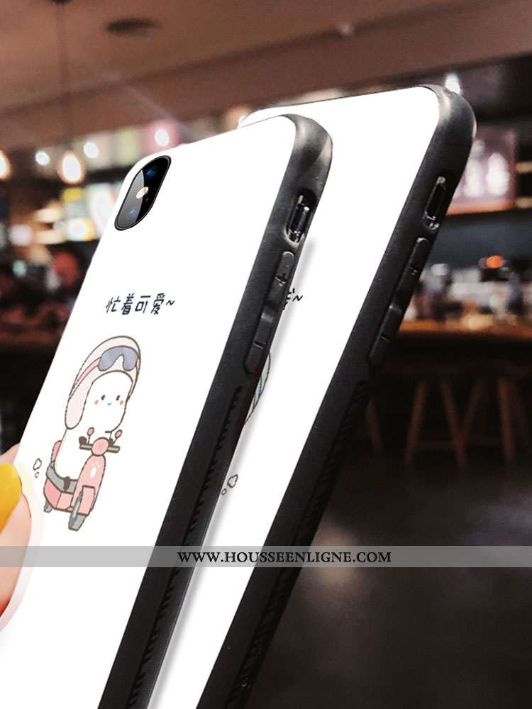 Étui iPhone X Créatif Charmant Coque Incassable Verre Blanc Personnalité Blanche