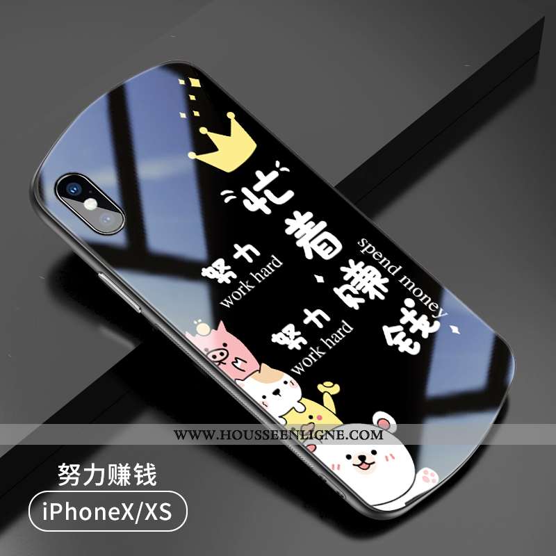 Étui iPhone X Créatif Dessin Animé Incassable Verre Téléphone Portable Charmant Rouge