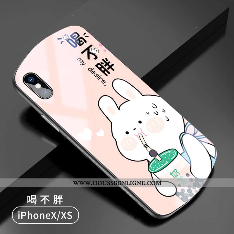 Étui iPhone X Créatif Dessin Animé Incassable Verre Téléphone Portable Charmant Rouge