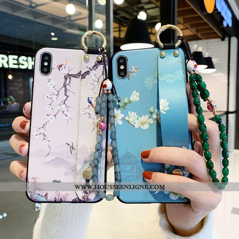 Étui iPhone X Créatif Silicone Téléphone Portable Tout Compris Vent Fleur Bleu