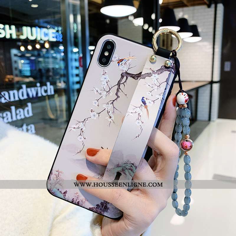 Étui iPhone X Créatif Silicone Téléphone Portable Tout Compris Vent Fleur Bleu