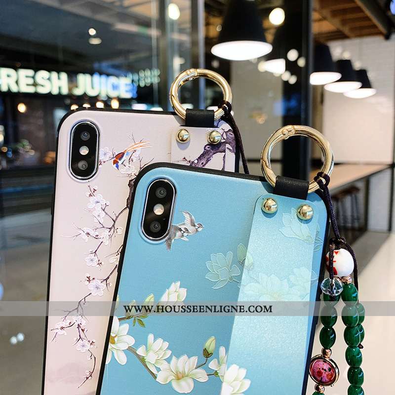 Étui iPhone X Créatif Silicone Téléphone Portable Tout Compris Vent Fleur Bleu