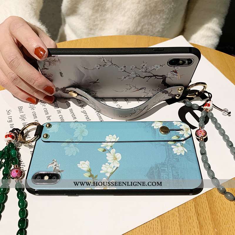 Étui iPhone X Créatif Silicone Téléphone Portable Tout Compris Vent Fleur Bleu