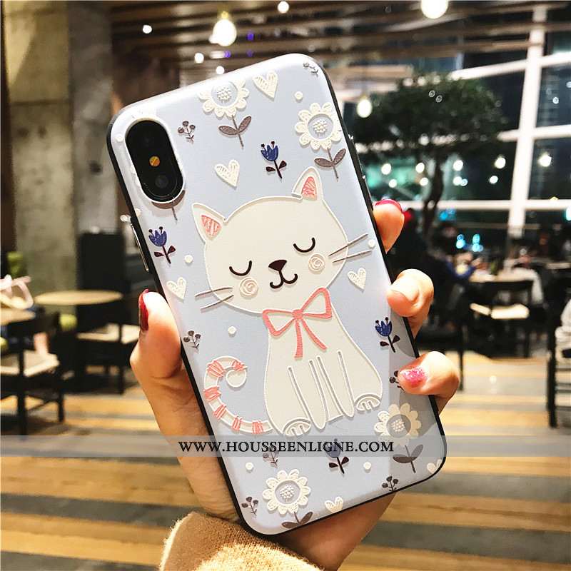 Étui iPhone X Dessin Animé Cou Suspendu Bleu Blanc Lion Cerf