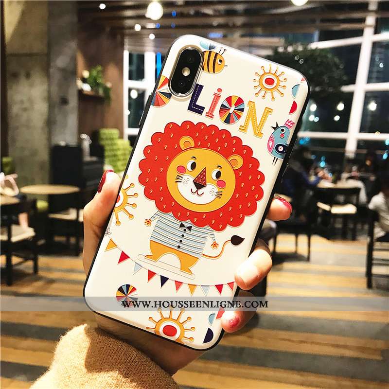 Étui iPhone X Dessin Animé Cou Suspendu Bleu Blanc Lion Cerf