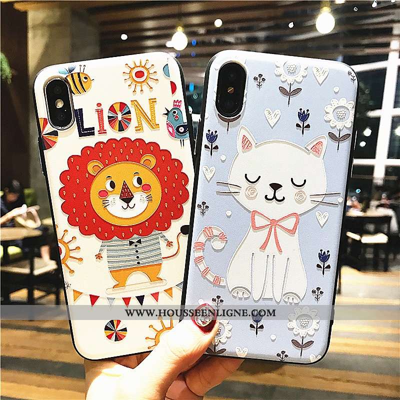 Étui iPhone X Dessin Animé Cou Suspendu Bleu Blanc Lion Cerf