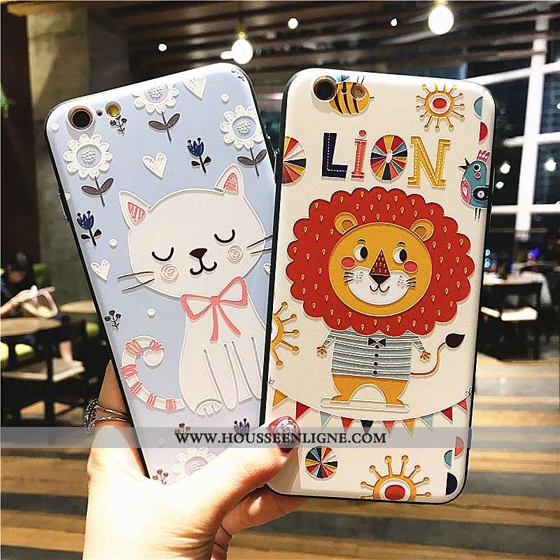 Étui iPhone X Dessin Animé Cou Suspendu Bleu Blanc Lion Cerf
