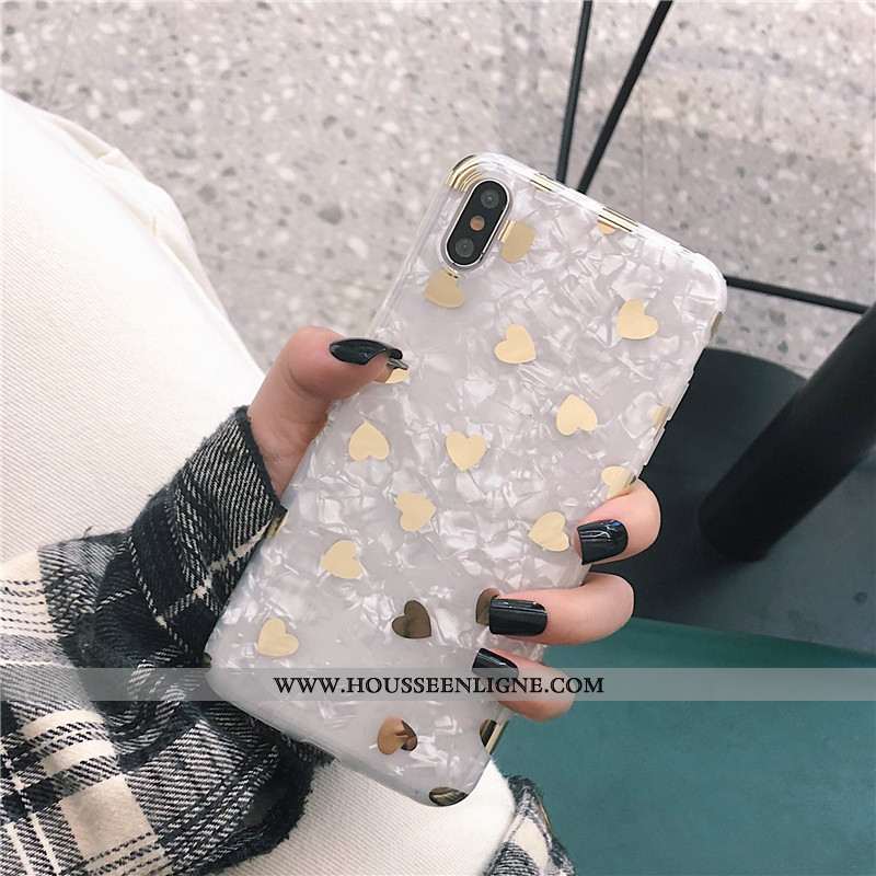 Étui iPhone X Fluide Doux Or Amour Coque Blanc Téléphone Portable Blanche