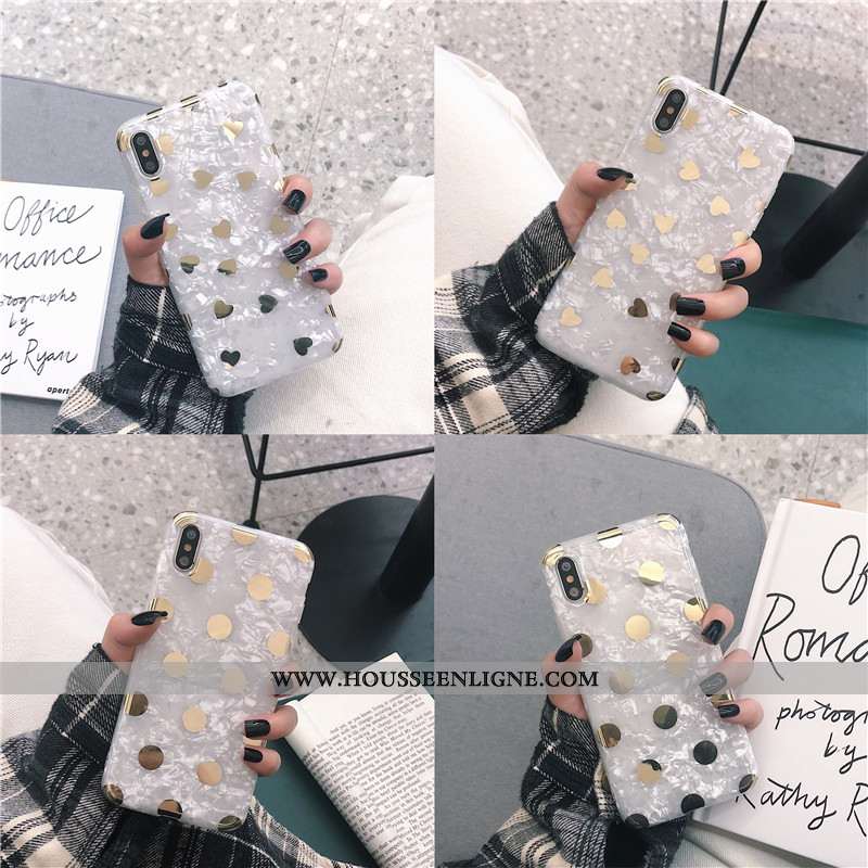 Étui iPhone X Fluide Doux Or Amour Coque Blanc Téléphone Portable Blanche