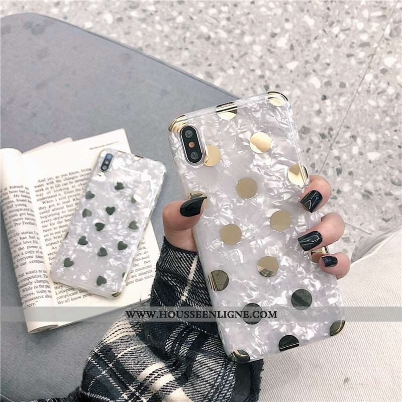 Étui iPhone X Fluide Doux Or Amour Coque Blanc Téléphone Portable Blanche