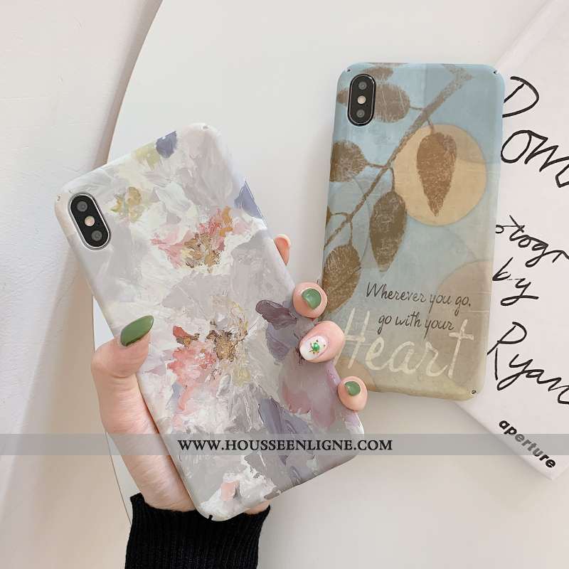 Étui iPhone X Personnalité Créatif Téléphone Portable Vent Peinture À L'huile Tendance Vintage Bleu