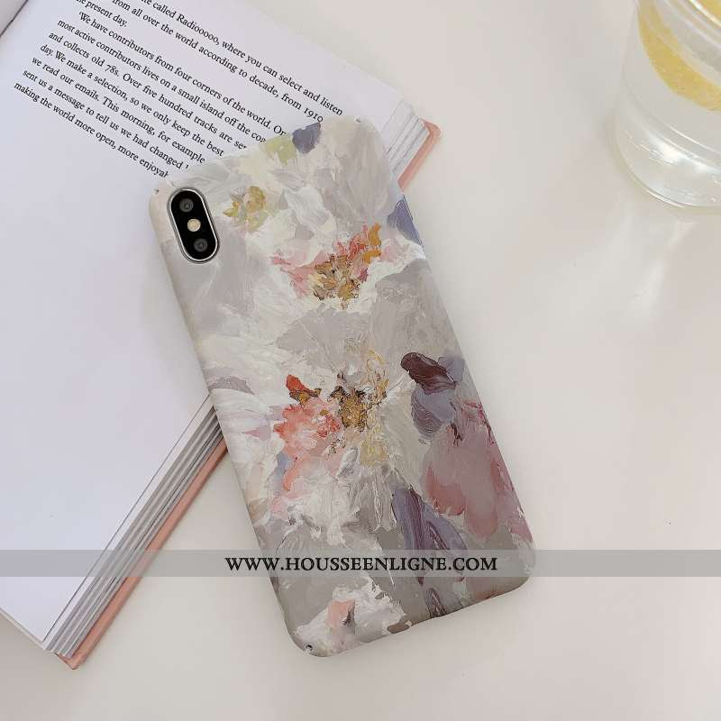 Étui iPhone X Personnalité Créatif Téléphone Portable Vent Peinture À L'huile Tendance Vintage Bleu