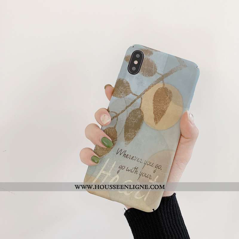 Étui iPhone X Personnalité Créatif Téléphone Portable Vent Peinture À L'huile Tendance Vintage Bleu
